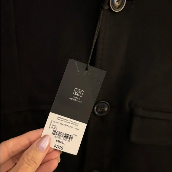 New JF.Ferrar Men's Black Top Coat sz Small